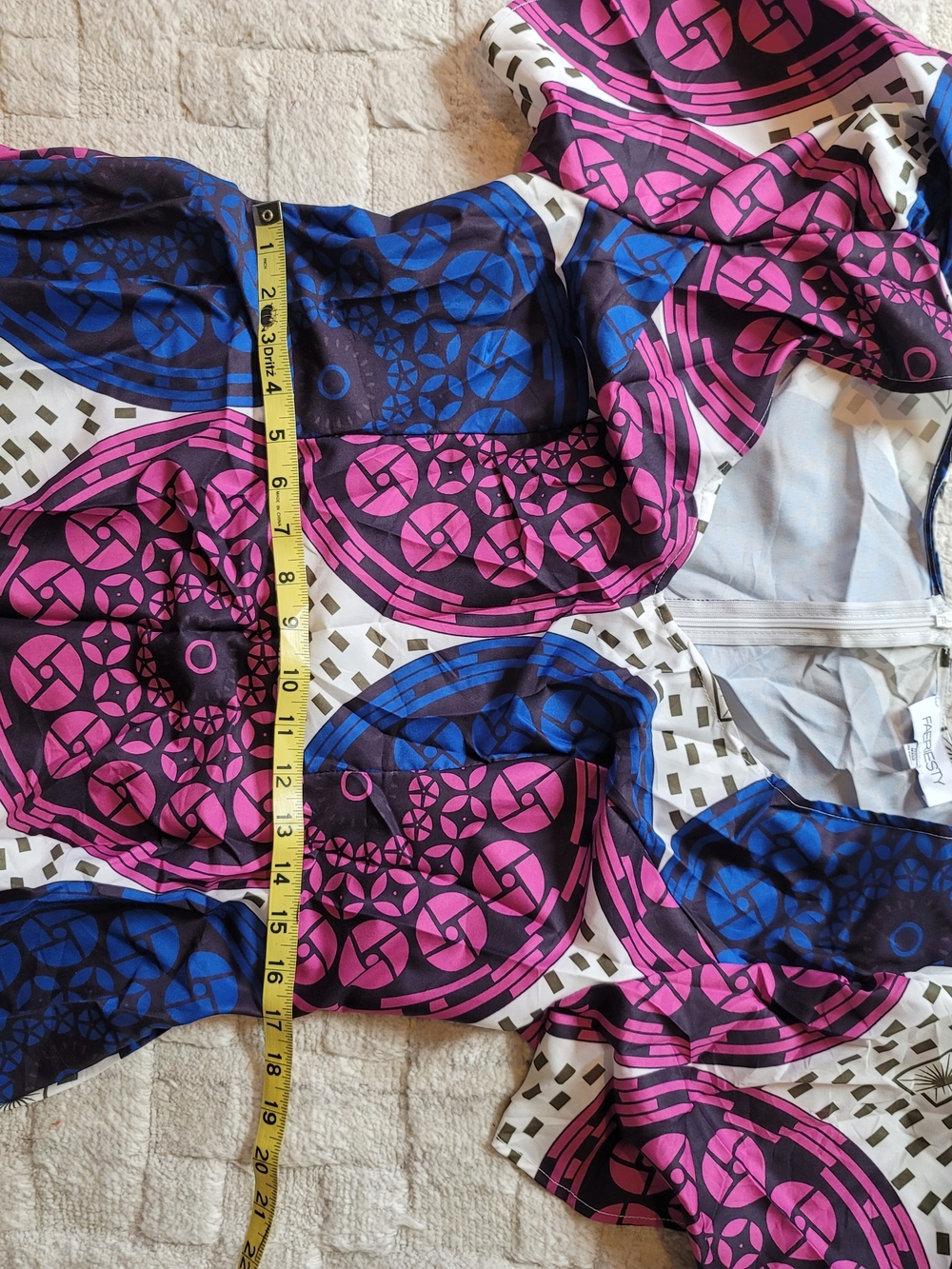 NWOT FAEREISTY A-line Flutter Sleeve Pink and Blue Medallion Print Maxi Dress Si - Picture 7 of 9